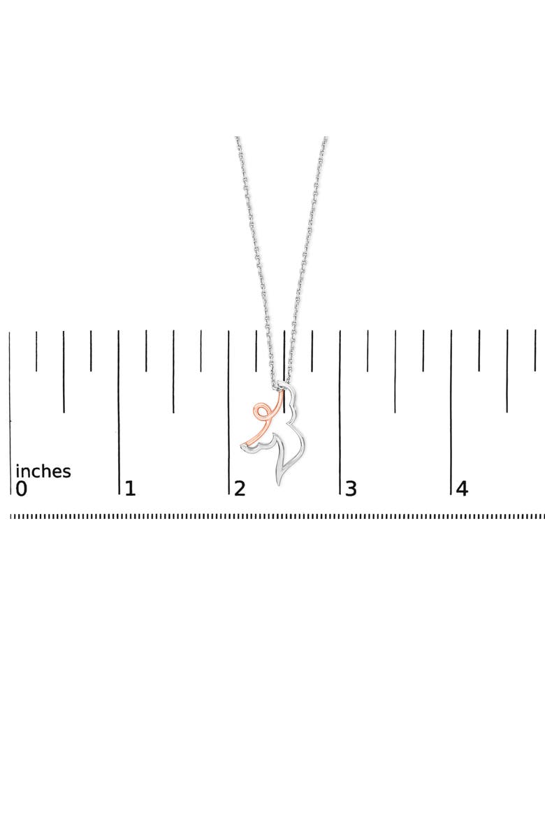 14K Rose Gold Plated Sterling Silver 1/10 Cttw Diamond Angel Pendant Necklace, Alternate, color, White Gold over Silver