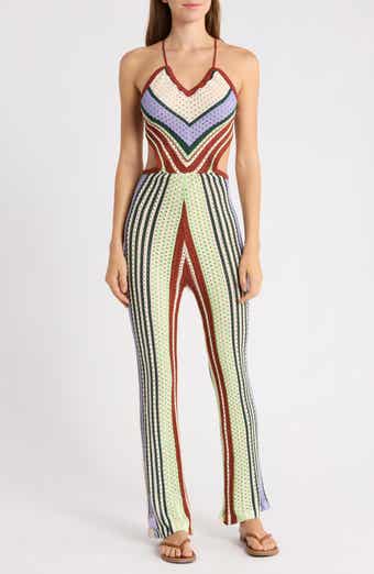 Roman Stripe Leave Cover-Up Dress