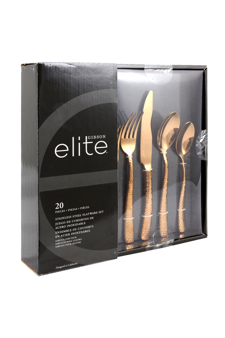 Stonehenge 20 Piece Flatware Set  Gold, Main, color, Metallic Gold