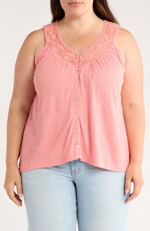 Lucky Brand Lace Trim Sleeveless Top In Pink