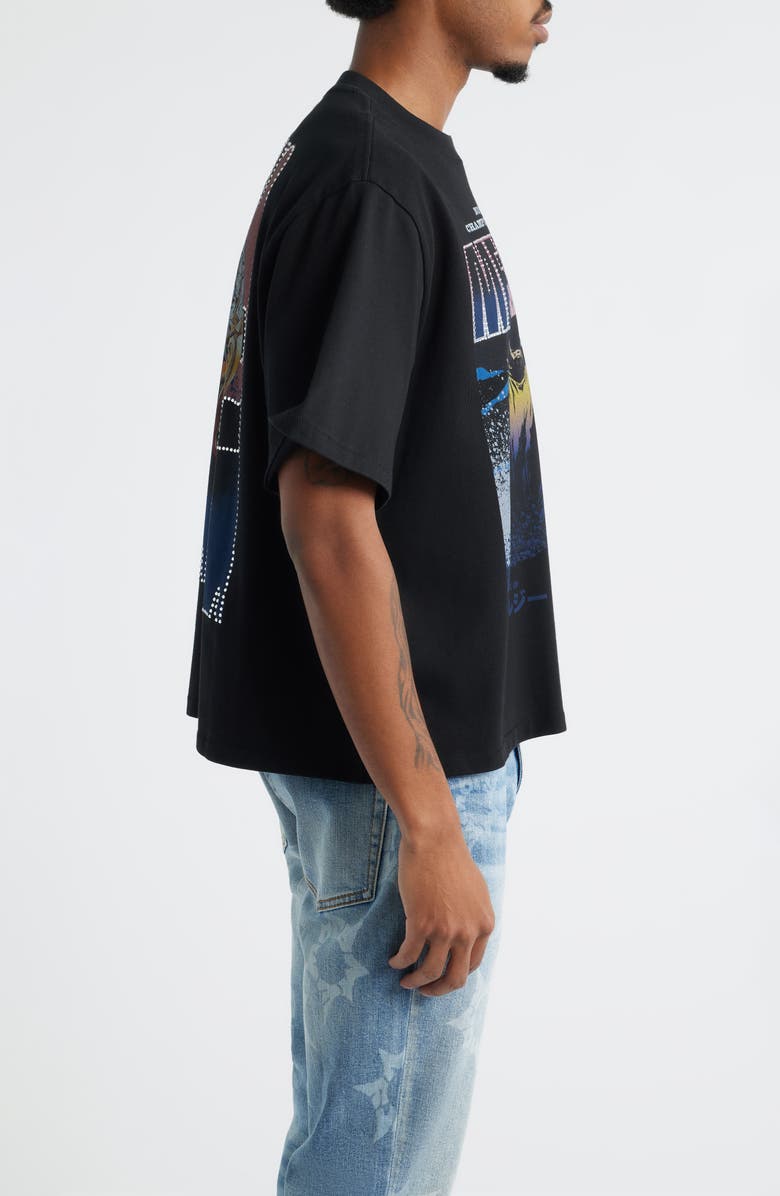 MEMORY LANE Oversize Crystal Embellished Nostalgic Champs Crop Graphic T-Shirt, Alternate, color, Vintage Black