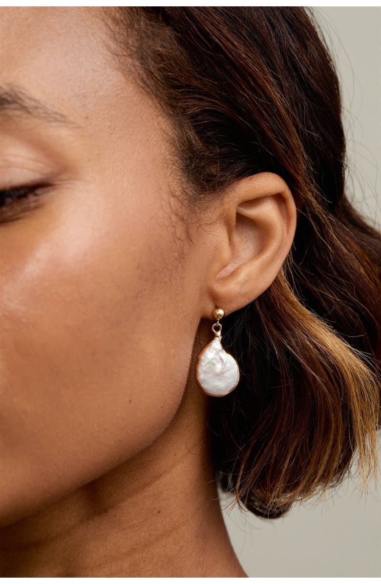 Set & Stones Gracie Pearl Earrings, Alternate, color, Gold