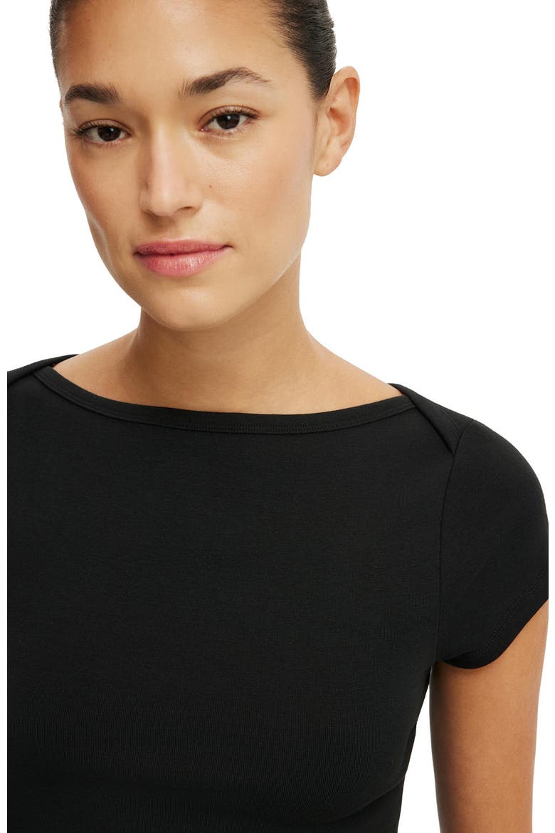 Women's Boatneck Cap Sleeve Tee, Alternate, color, Black