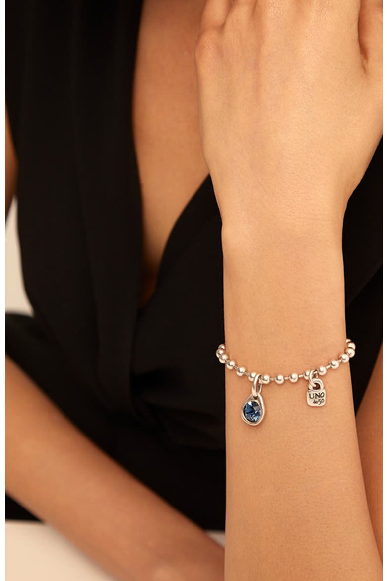 Sterling Silver-Plated Circular Charm with Crystal, Alternate, color, Silver