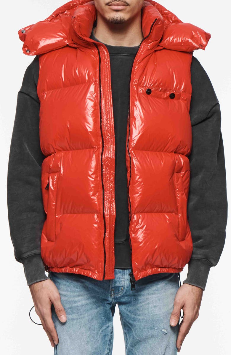 PURPLE BRAND Hooded Puffer Vest, Main, color, Red