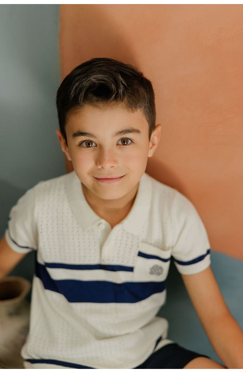 Ely's & Co. Looms Storybook Collection - Boys Mesh Knit Polo, Alternate, color, Ivory
