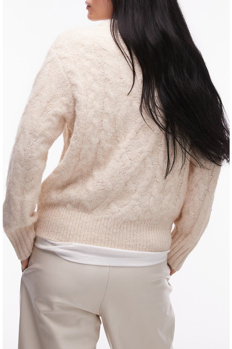 Fluffy Cable Sweater, Alternate, color, CREAM