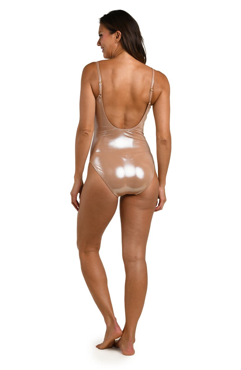 La Blanca Sand Beaded One-Piece Swimsuit, Alternate, color, Sand