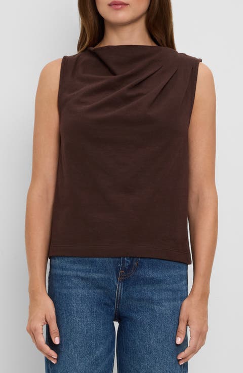 Amira Asymmetric Pleated Cotton Top