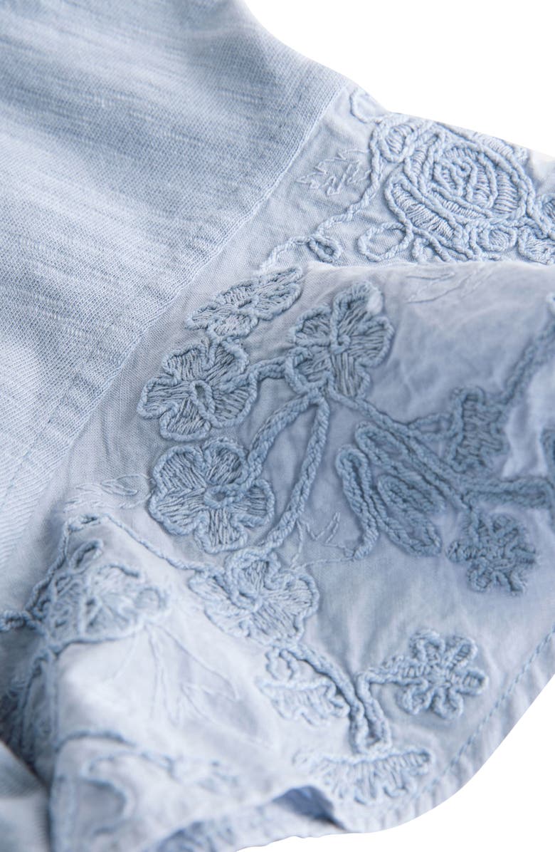 NEXT Kids' Embroidered Flutter Sleeve Cotton Top, Alternate, color, Blue