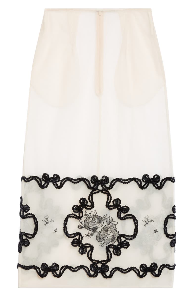Simone Rocha Embroidered Sheer Pencil Skirt, Alternate, color, Nude