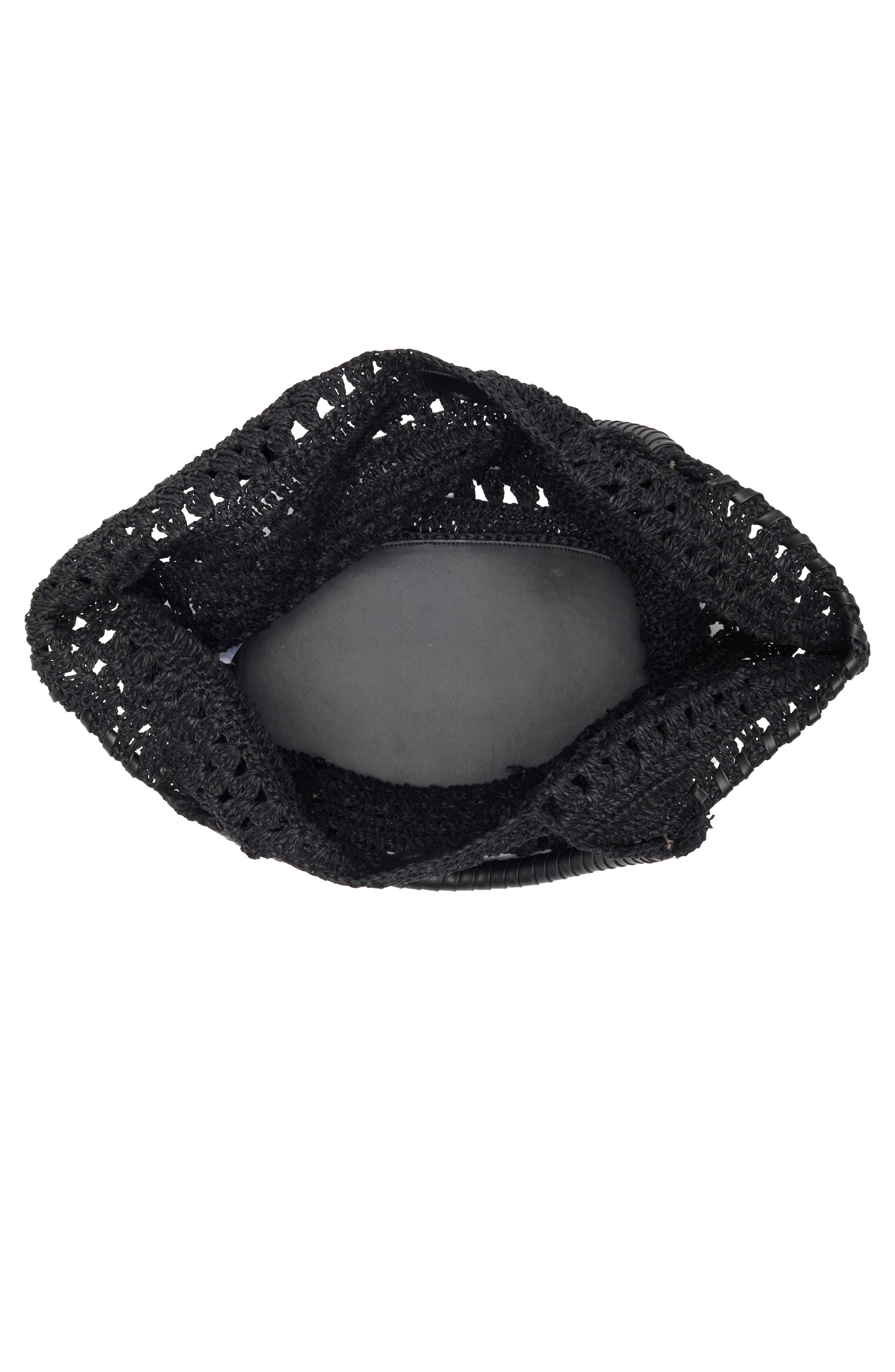 BCBG Woven Raffia Tote Bag, Alternate, color, Black