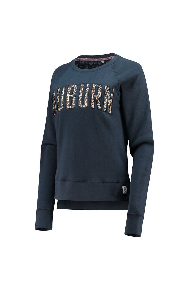 PRESSBOX Women's Pressbox Navy Auburn Tigers Dallas Animal Print Raglan Pullover Sweatshirt, Alternate, color,