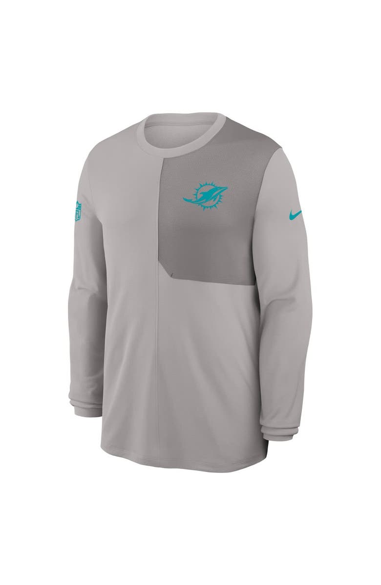 Nike Men's Nike Gray Miami Dolphins Sideline Coach UV Performance Long Sleeve T-Shirt, Alternate, color, Gray