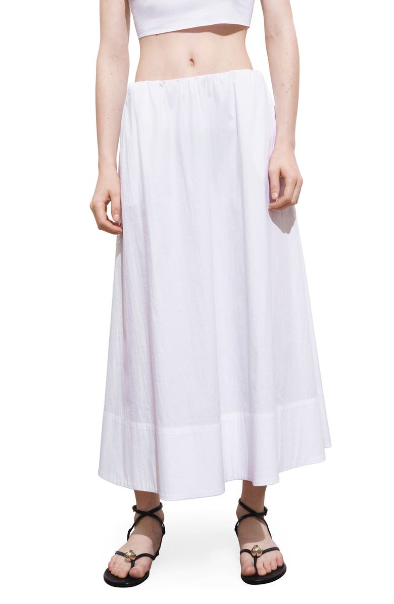 MANGO Flared Cotton Midi Skirt, Main, color, White