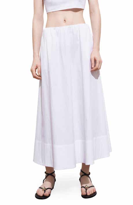 MANGO Flared Cotton Midi Skirt