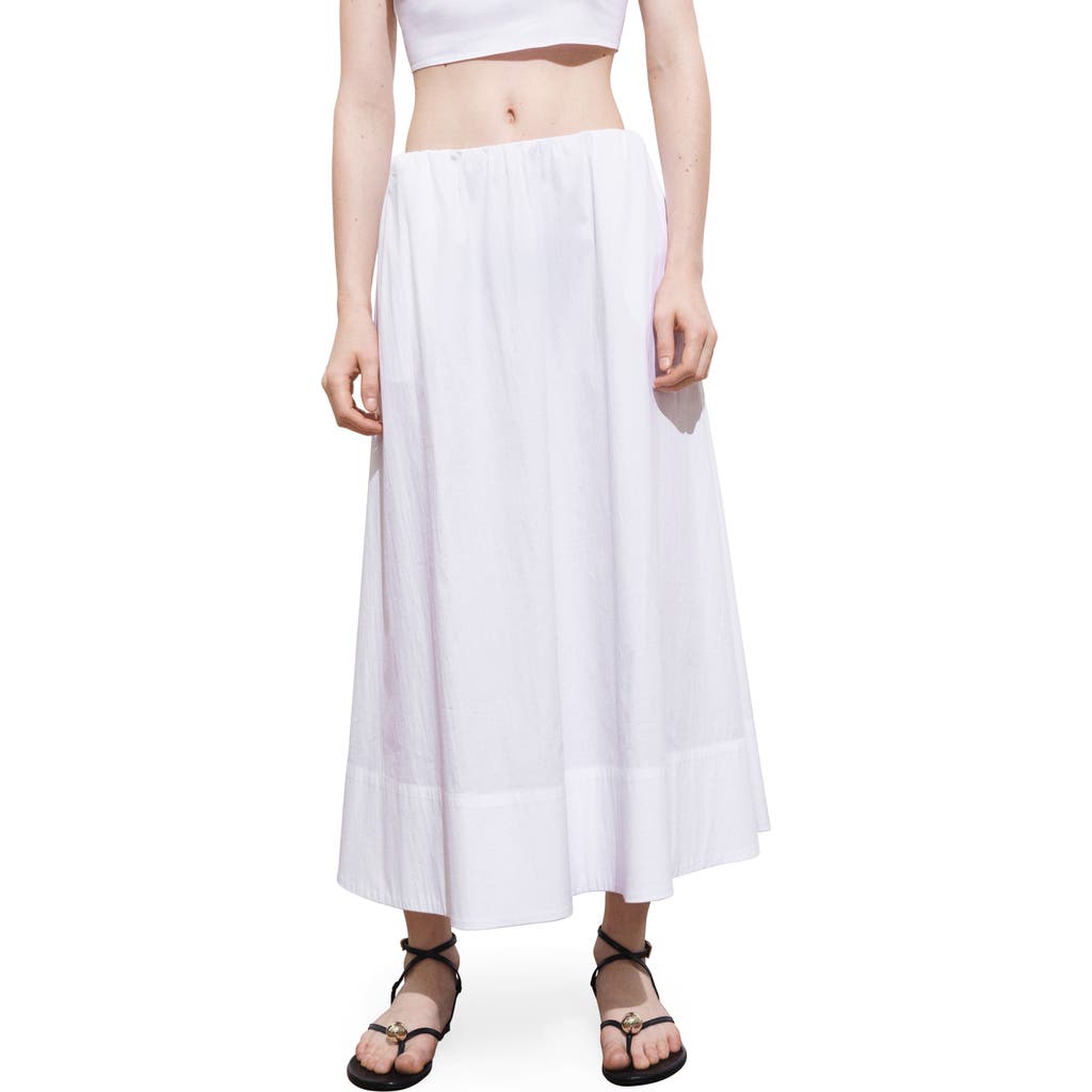 Mango Flared Cotton Midi Skirt In White