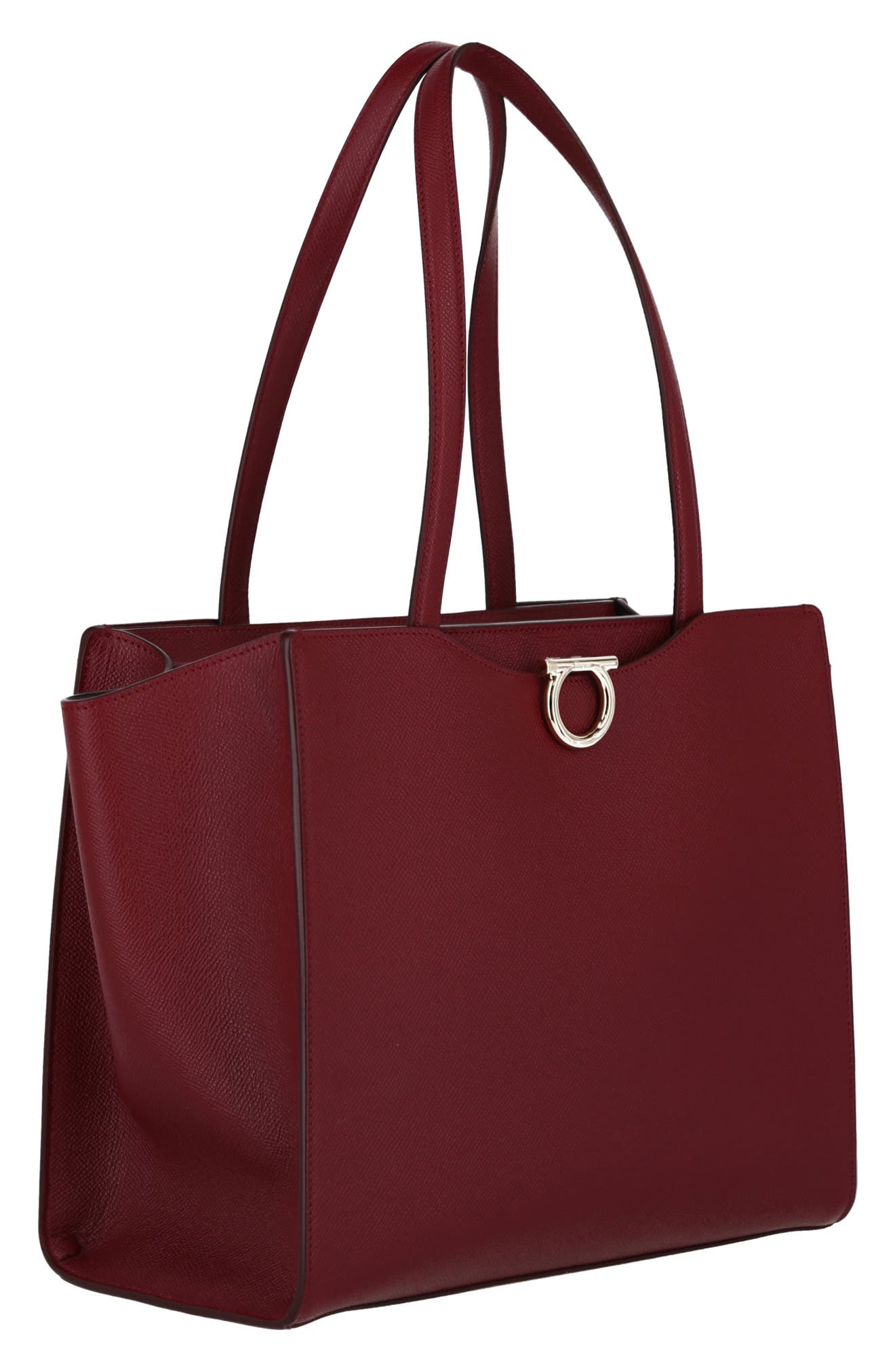 FERRAGAMO Gemini Pebbled Leather Tote, Alternate, color, 