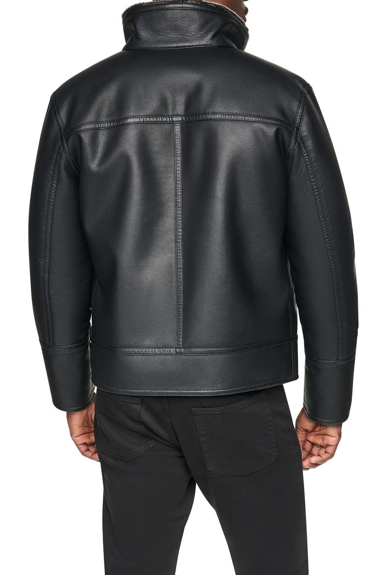Faux Leather Jacket, Alternate, color, BLACK