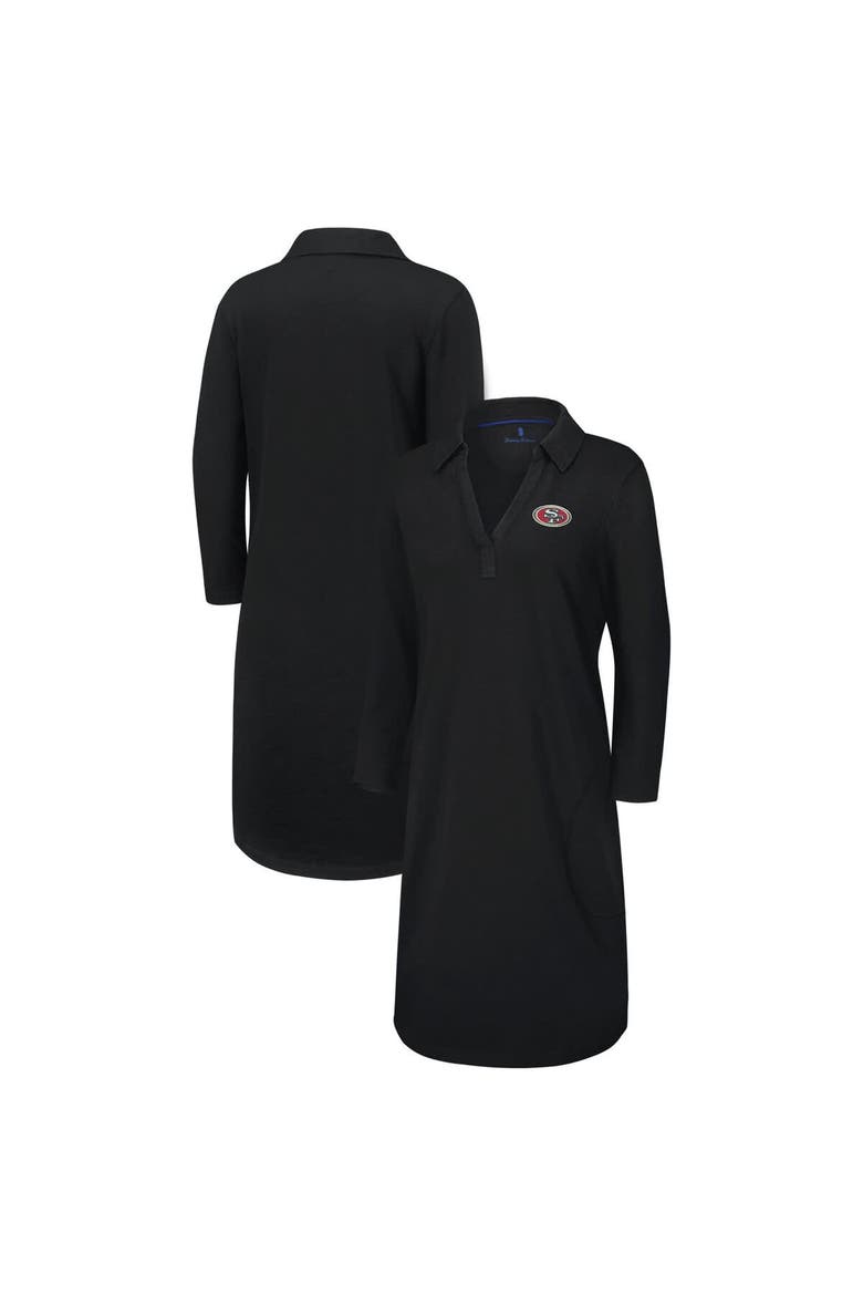Women's Tommy Bahama Black San Francisco 49ers Ashby Isles Three-Quarter Length Sleeve Pullover Jersey Dress, Alternate, color, Black