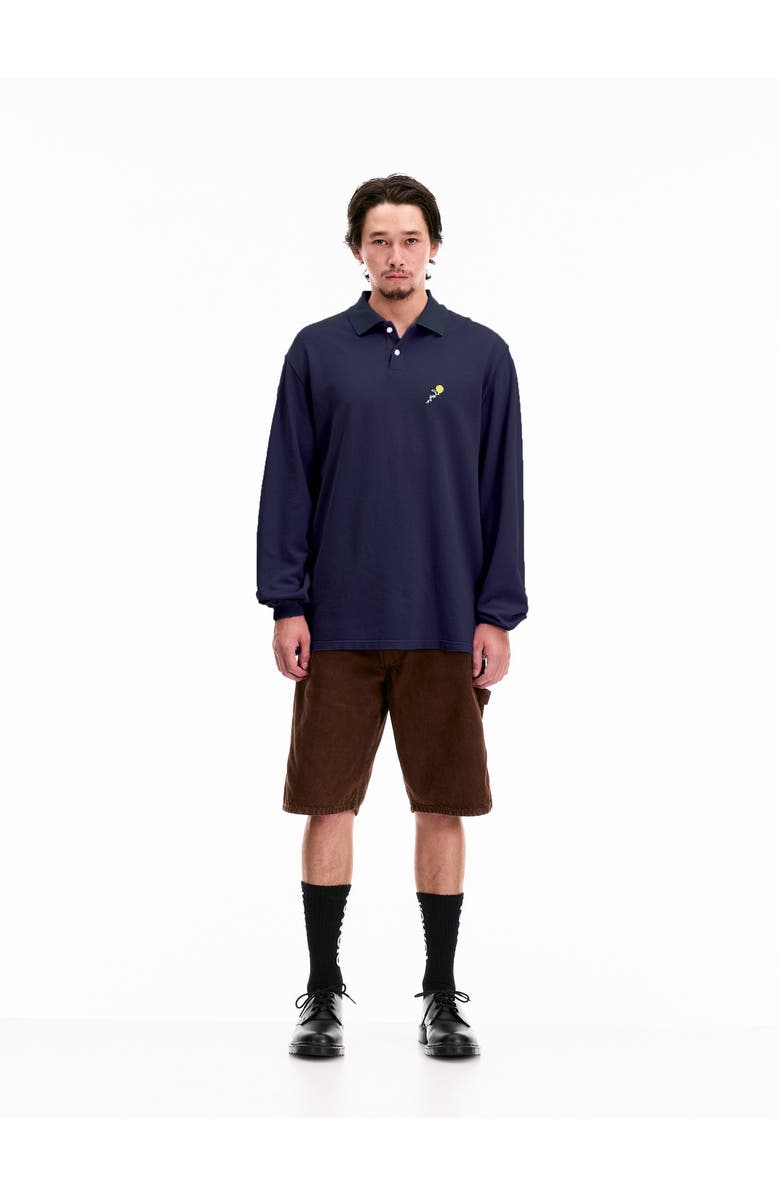 vowels Longsleeve Pique Polo, Alternate, color, Navy