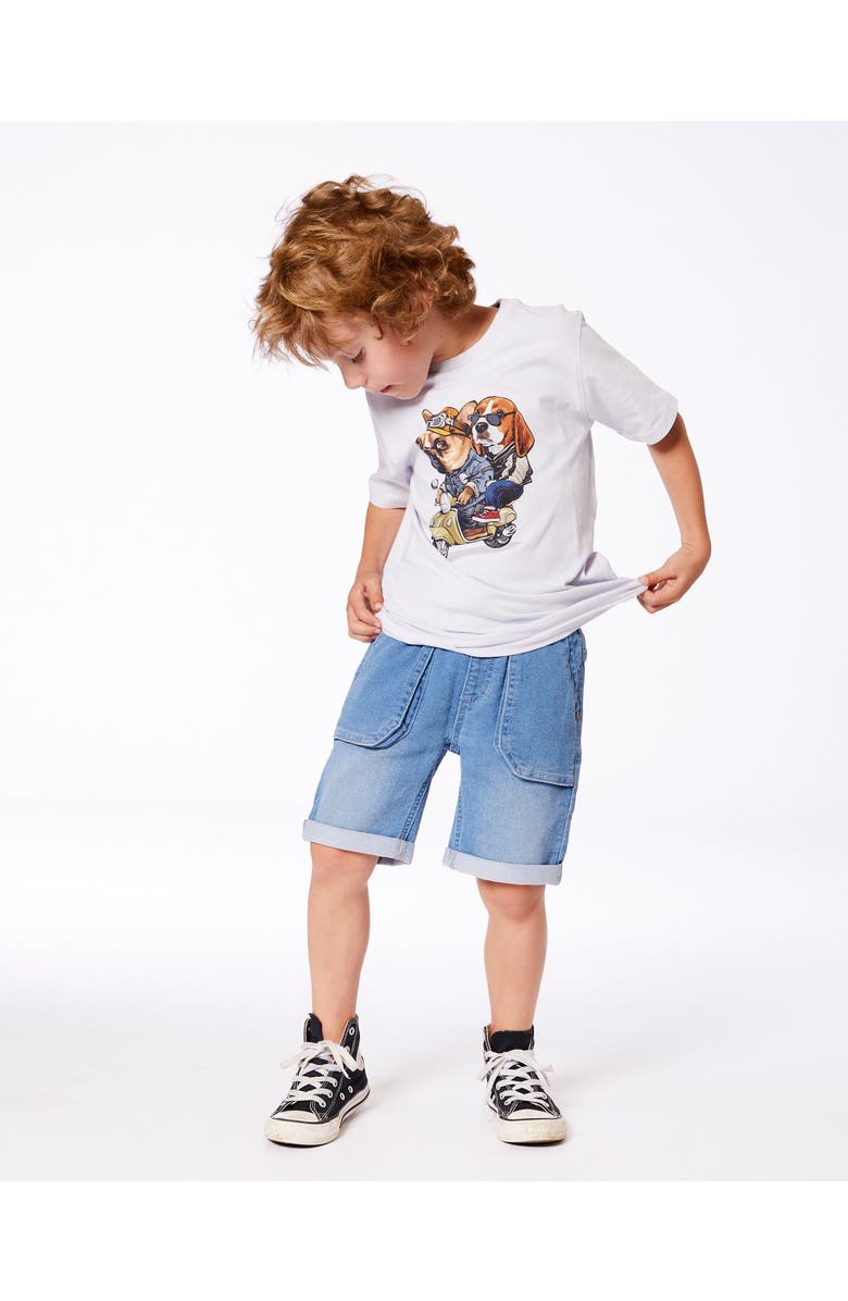 Deux par Deux Little Boy's French Terry Denim Short Denim Blue, Alternate, color, 