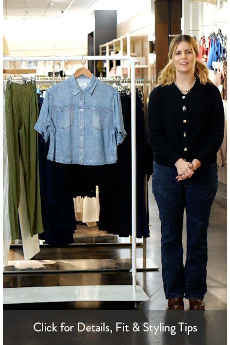 rb Miramar Slink Lounge Abby Trompe L'Oeil Faux Denim Crop Button-Up Shirt video