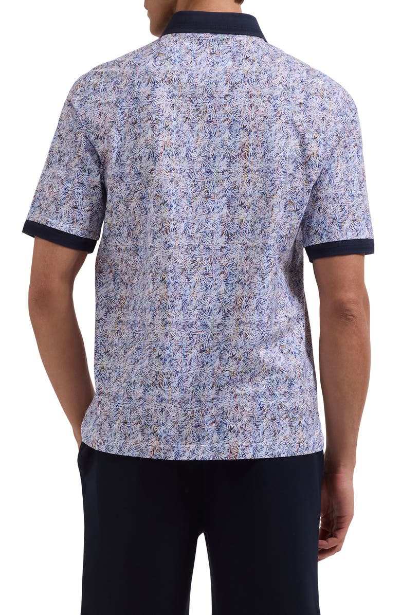 Bugatchi Vasco OoohCotton<sup>®</sup> Tropical Leaf Print Polo, Alternate, color, Iris