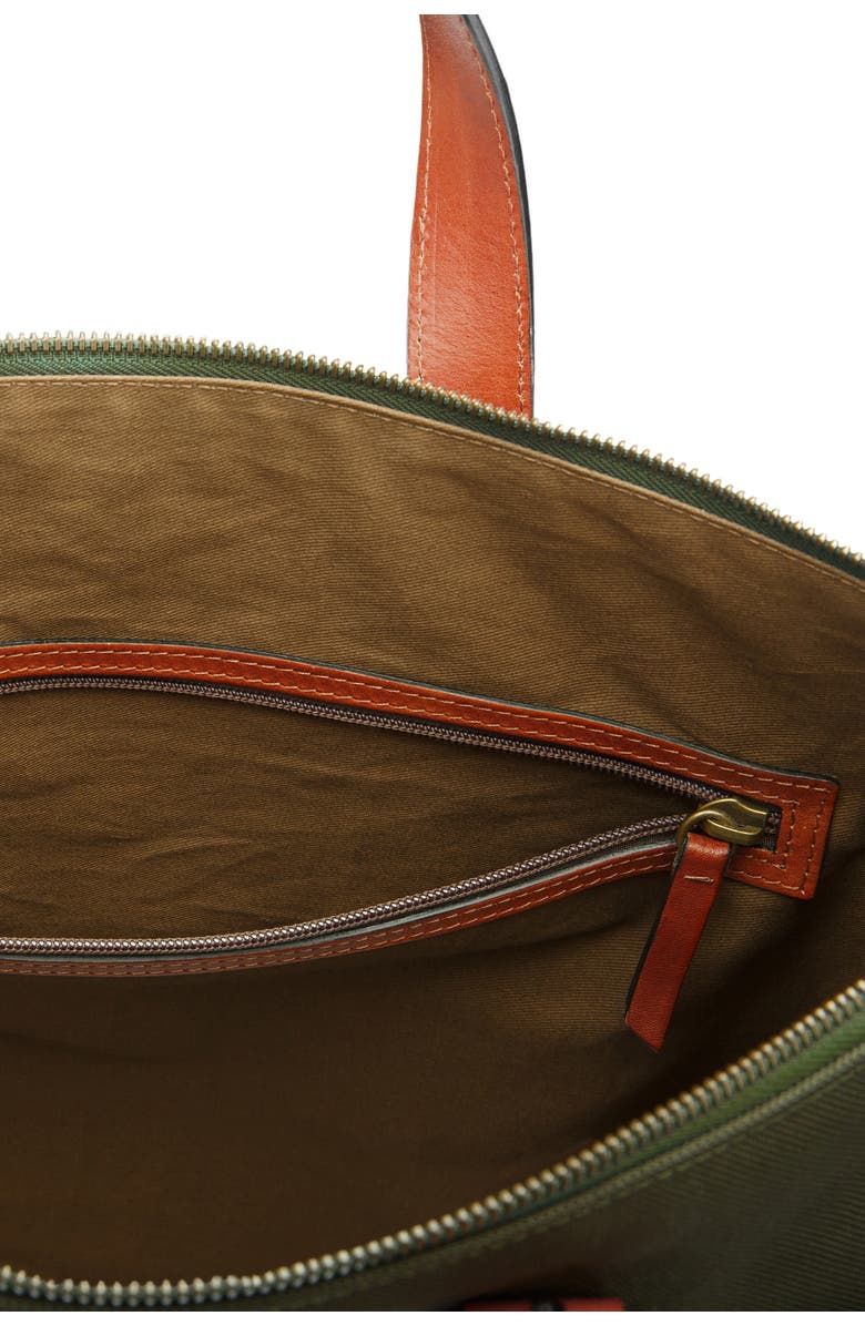 Bosca Arno Slim Recycled Nylon & Leather Tote, Alternate, color, Olive Drab