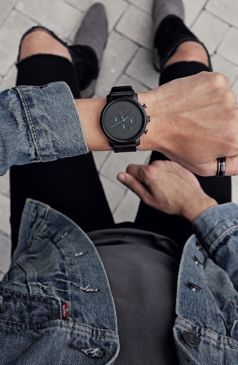 MVMT WATCHES MVMT The Chrono Chronograph Leather Strap Watch, 45mm, Alternate, color,