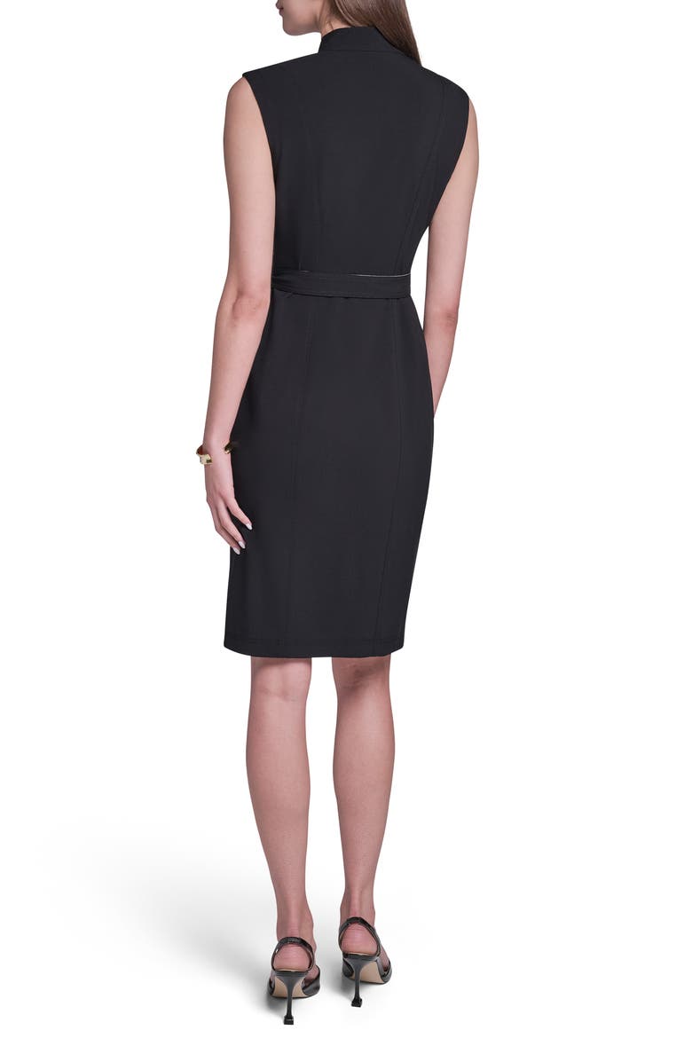 Belted Moto Sheath Dress, Alternate, color, BLACK/ BEIGE