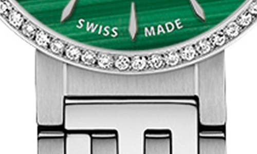 Fendi Diamond-embellished Watch With Green Malachite Dial In Metallic