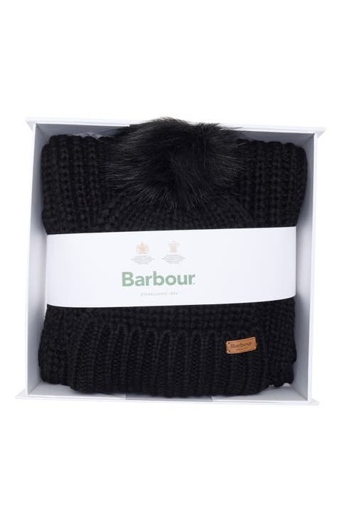 Saltburn Faux Fur Pompom Beanie & Scarf Set