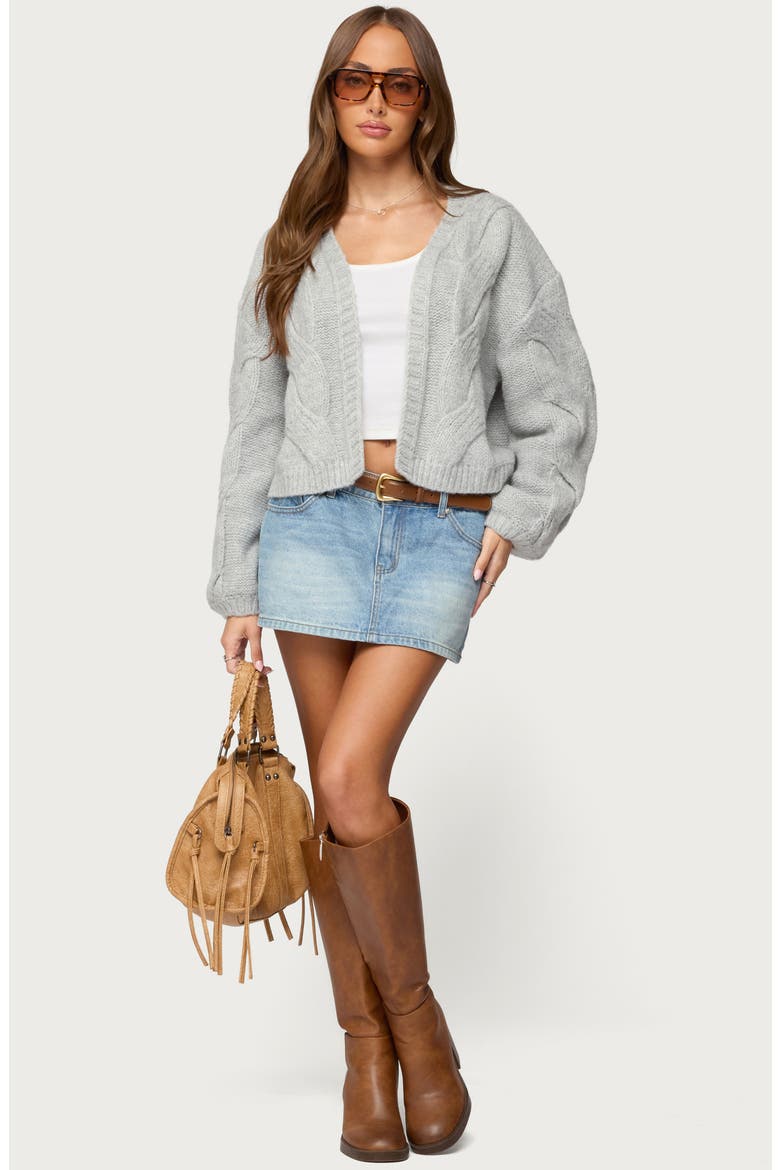 Braiden Chunky Cable Stitch Cardigan, Alternate, color, LIGHT-GREY-MELANGE