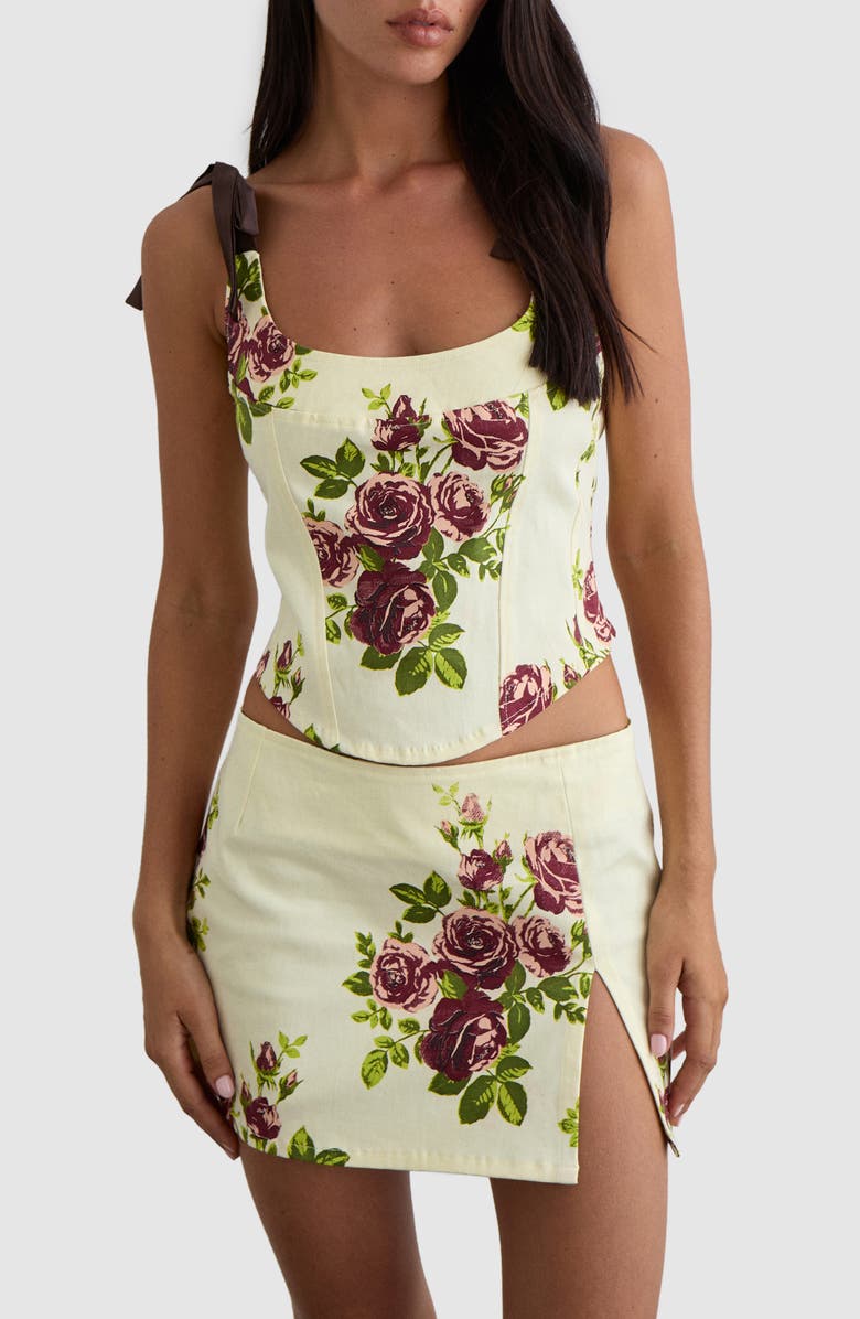 Motel Jatmi Floral Corset Top, Main, color, Bouquet Roses Cream