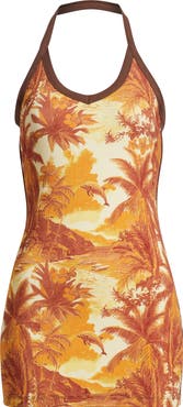 Kulani Kinis Dip Halter Cotton Rib Mini Sundress