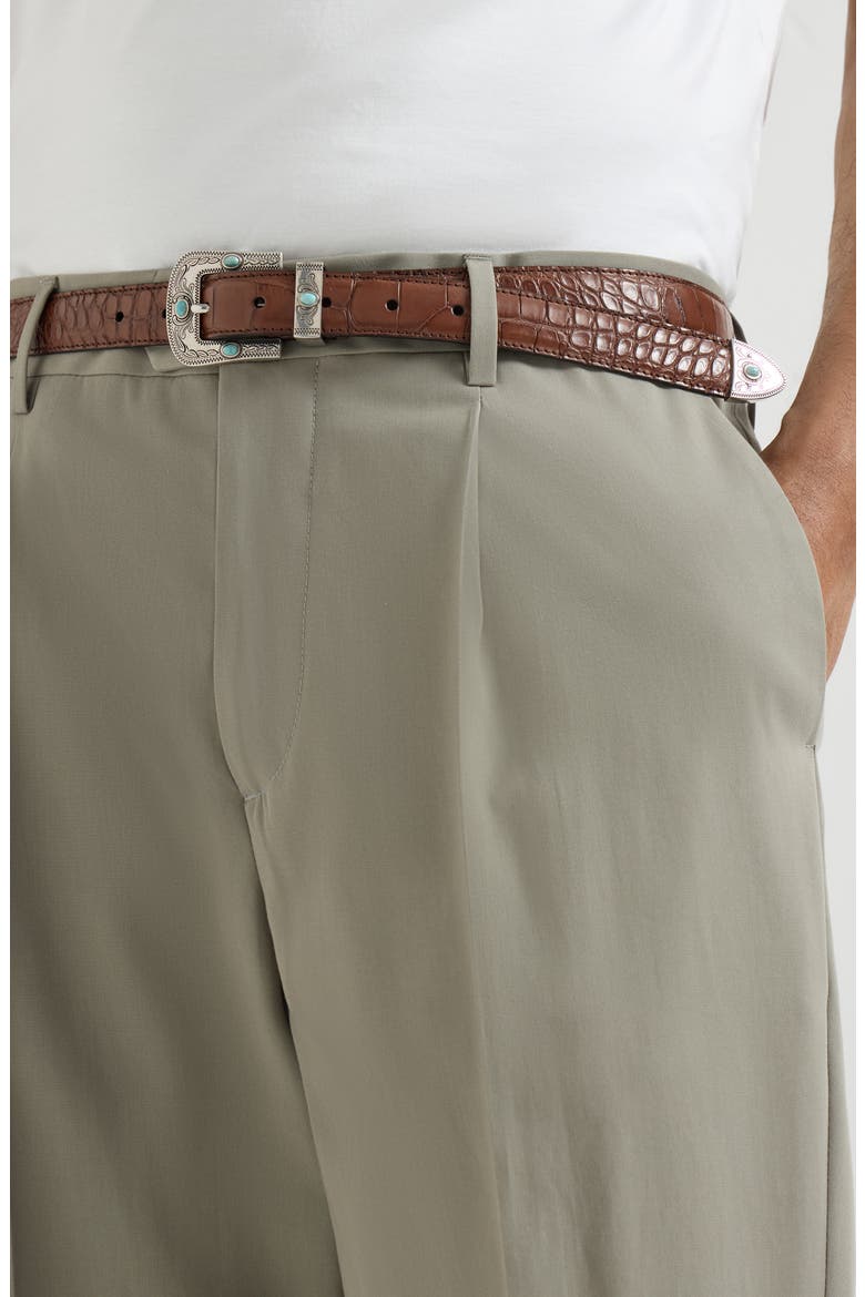 Trousers with pleats, Alternate, color, Khaki