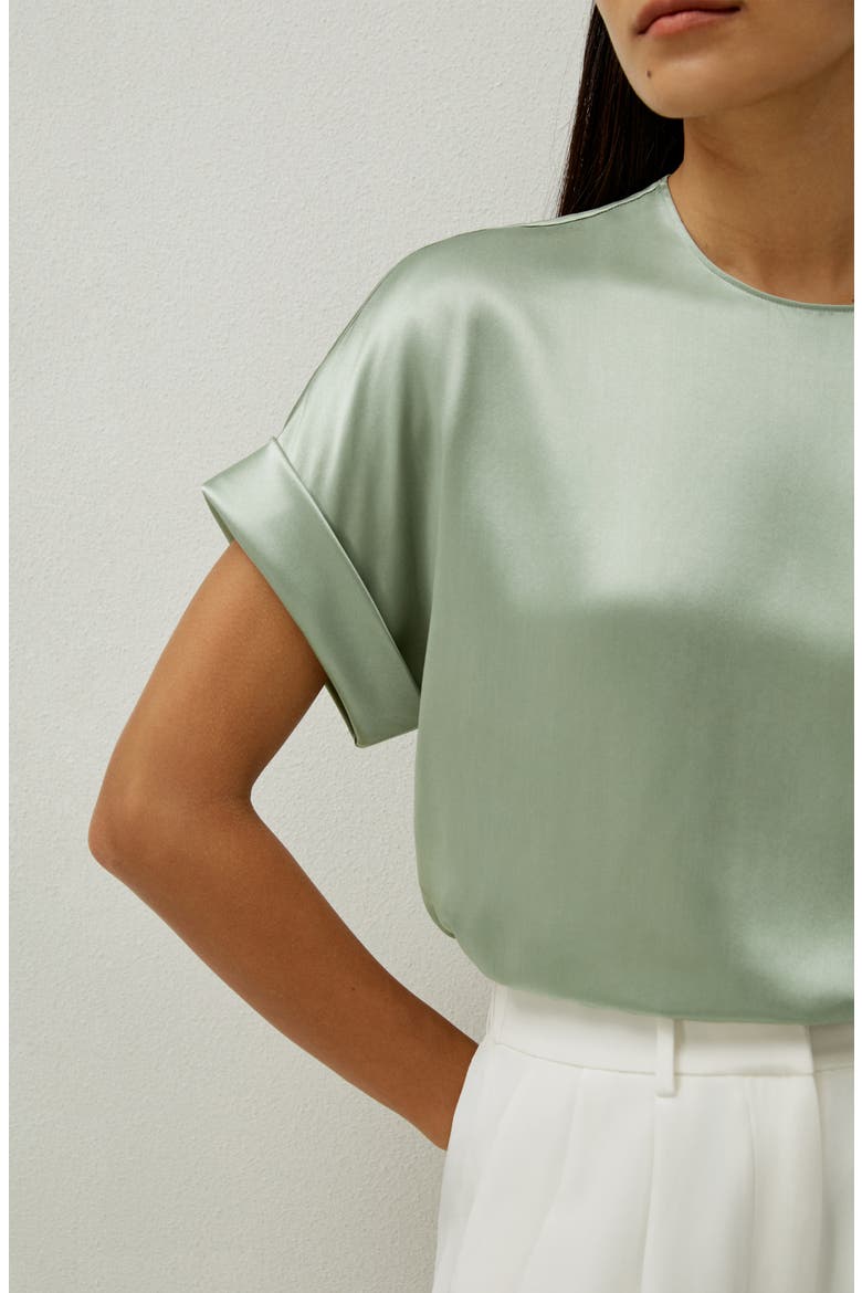 Women's Contemporary Oversized Silk Top, Alternate, color, Pale Turquoise