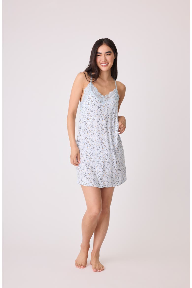 Wild Dreams Lace Trim Chemise, Alternate, color, BLUE AIR