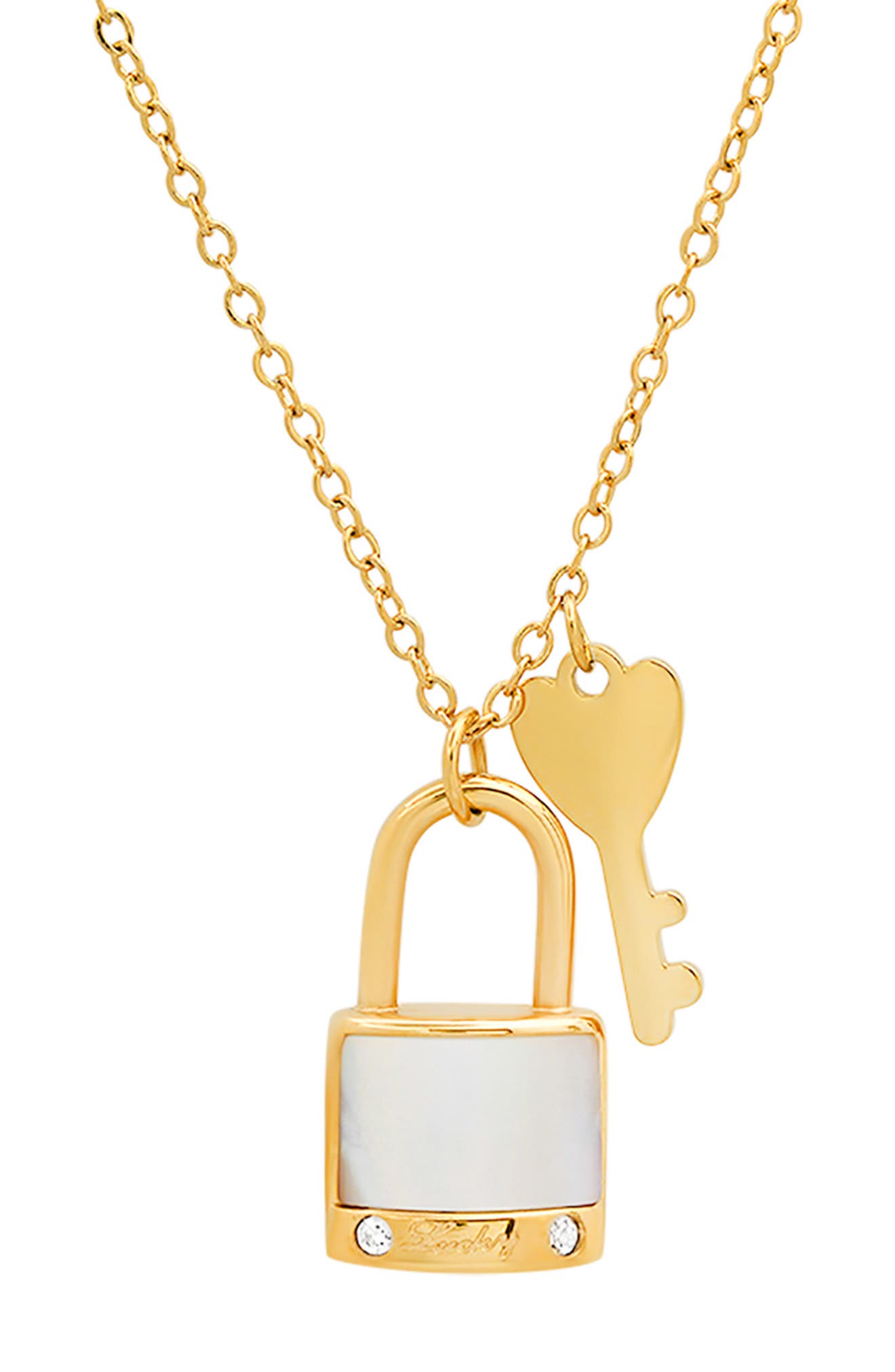 HMY JEWELRY 18K Gold Plate Simulated Diamond & Mother-of-Pearl Lock ...