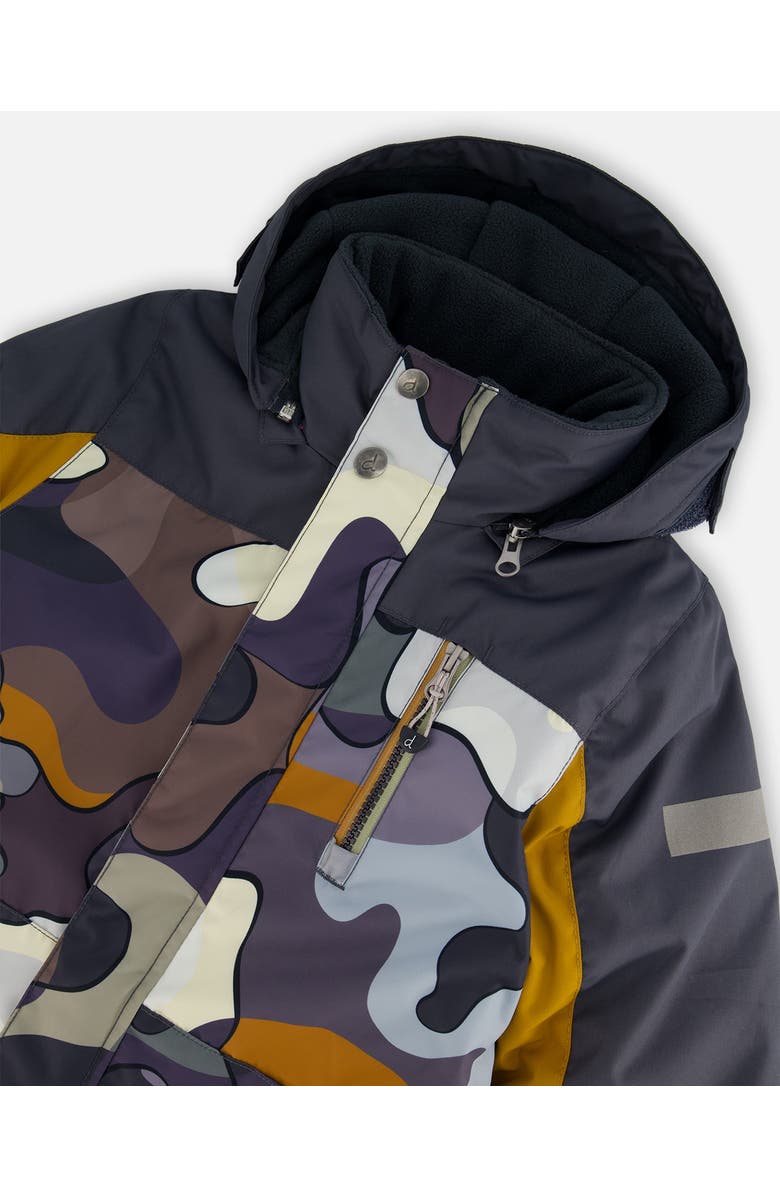 Deux par Deux Little Boy's One Piece Snowsuit Dark Gray Printed Camo, Alternate, color, 