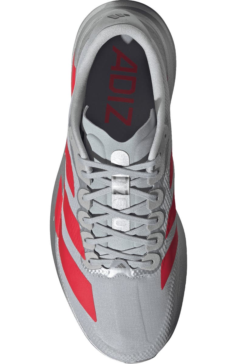 adidas Adizero Evo SL Running Shoe, Alternate, color, Silver / Red/ Iron