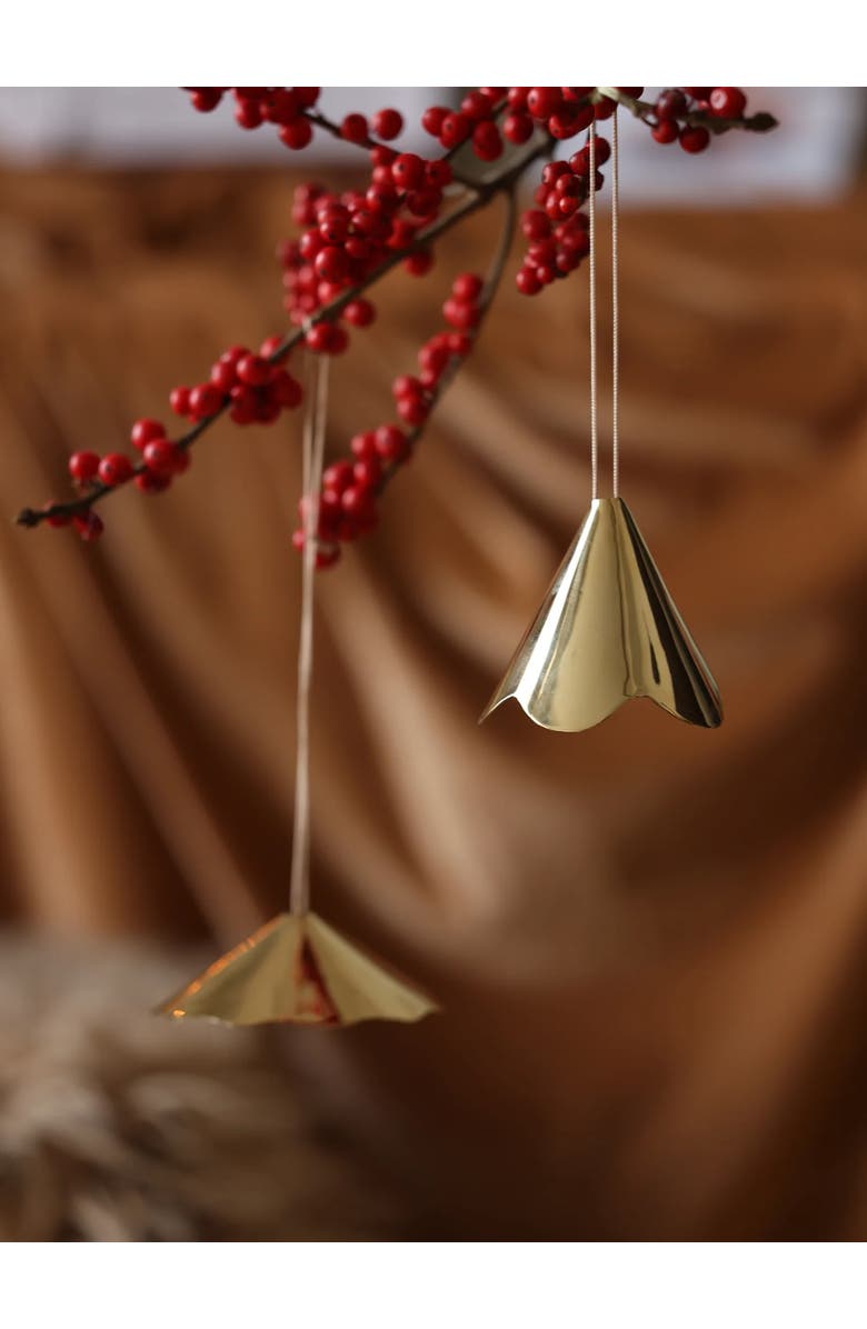 Fleck Petunia Flower Ornaments, Set of 2, Alternate, color, Brass