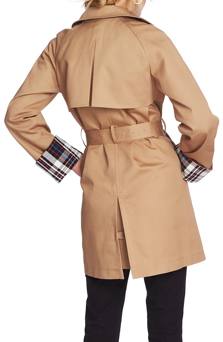 Court & Rowe Plaid Lined Double Breasted Trench Coat, Alternate, color,