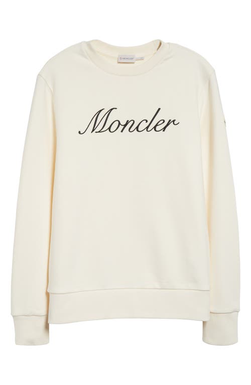 Moncler Embroidered Logo Sweatshirt In Silk White