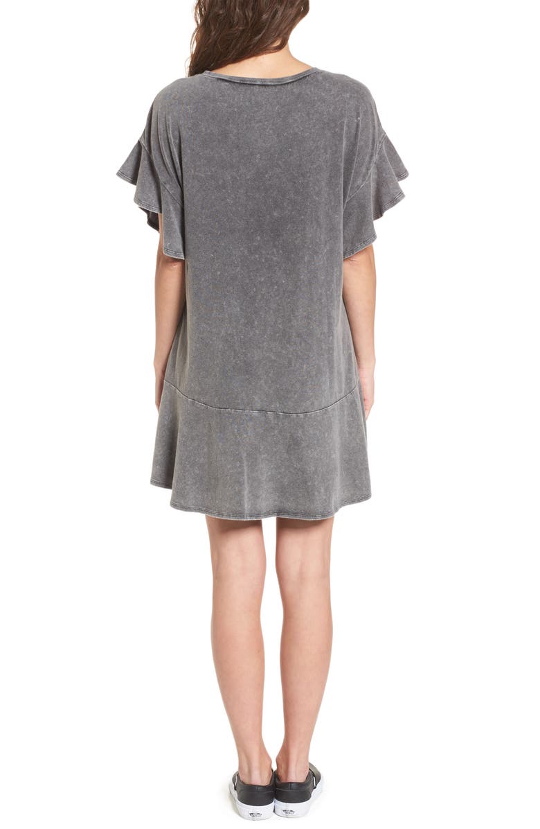 BP. Stonewash Ruffle Trim Dress, Alternate, color, 