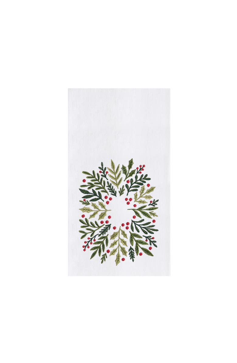 C&F Home Christmas Botanical Wreath Towel, Main, color, Green