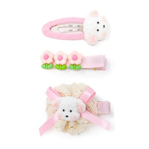 3pc Hair Clip Set - Puppy Blossom Pals