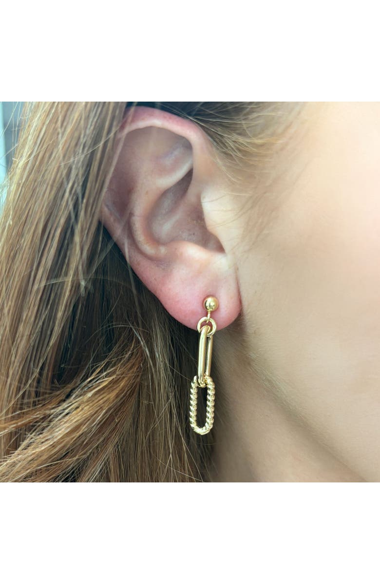 The Lovery Fine Jewelry Double Link Textured Paperclip Drop Earrings, Alternate, color, Yellow Gold