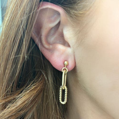 The Lovery Fine Jewelry Double Link Textured Paperclip Drop Earrings In Gold